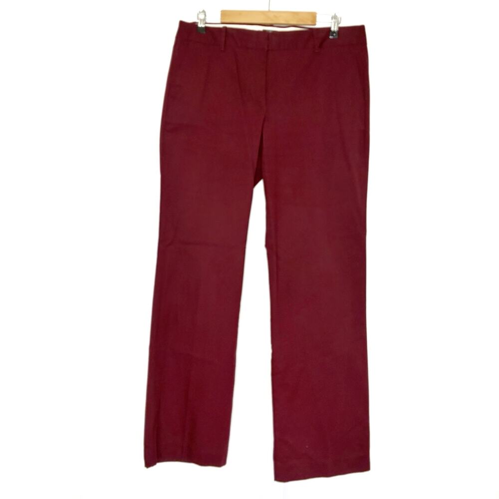 J. Crew Factory City Fit Maroon Straight Leg Chino Pants Stretch Womens 12R